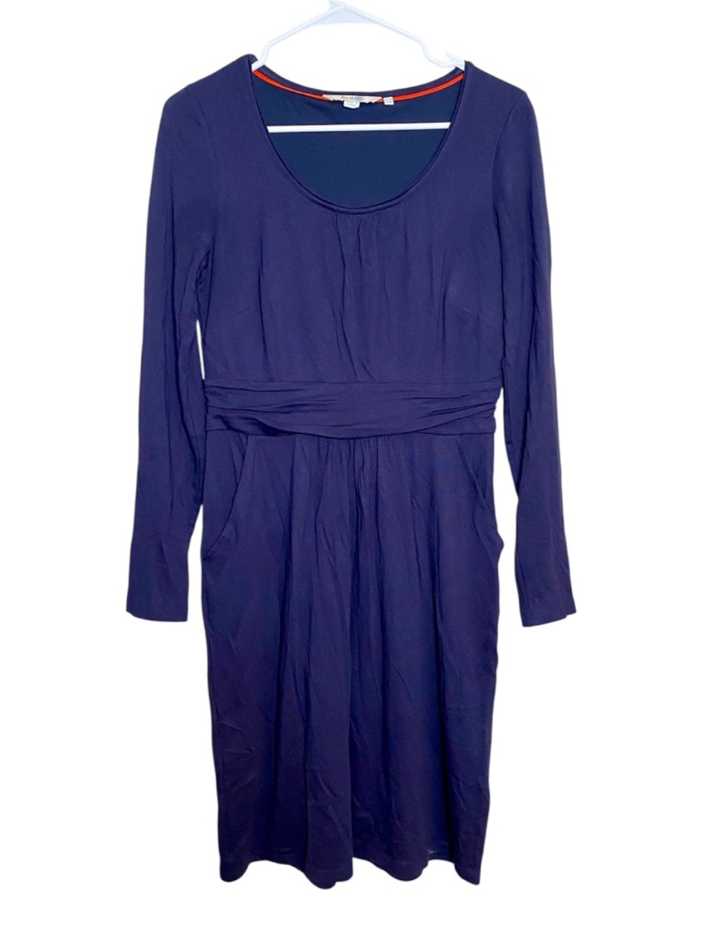 Boden Mabel Navy Blue Long Sleeve Knee Length Modest Jersey Knit Dress Size 6P